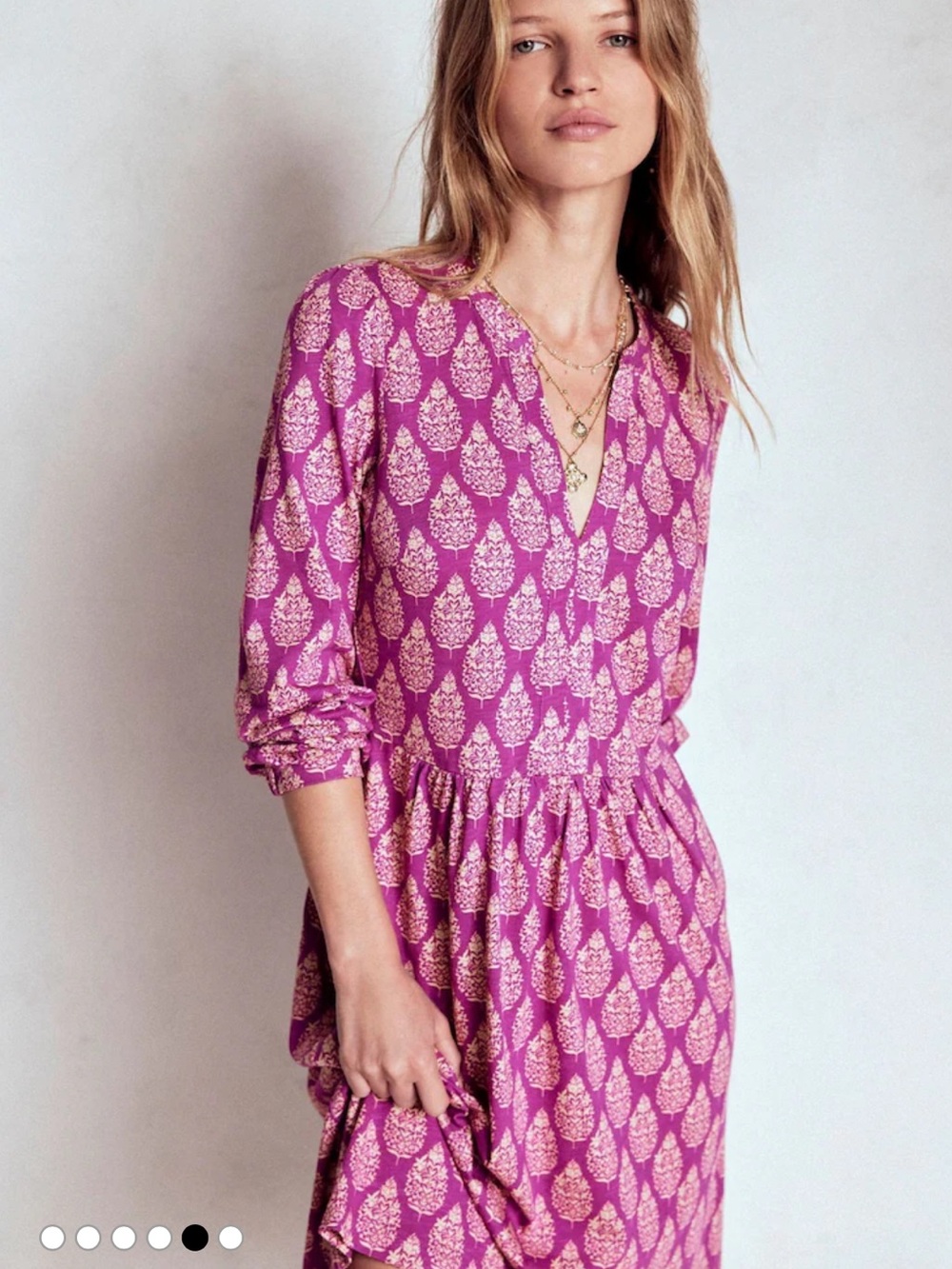 Boden Purple Relaxed Naomi Jersey Dress US 8 Print NWT